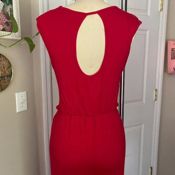 ROLLA COASTER Red Keyhole Open-Back stretch Cocktail JUMPSUIT Romper *SMALL* - Picture 6 of 7